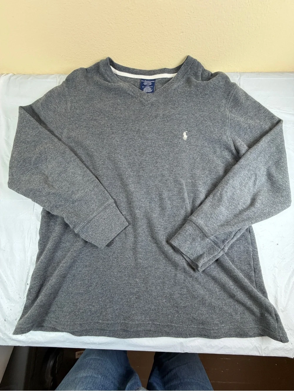 Polo by Ralph Lauren Men’s Gray V-Neck Knit Sweater
